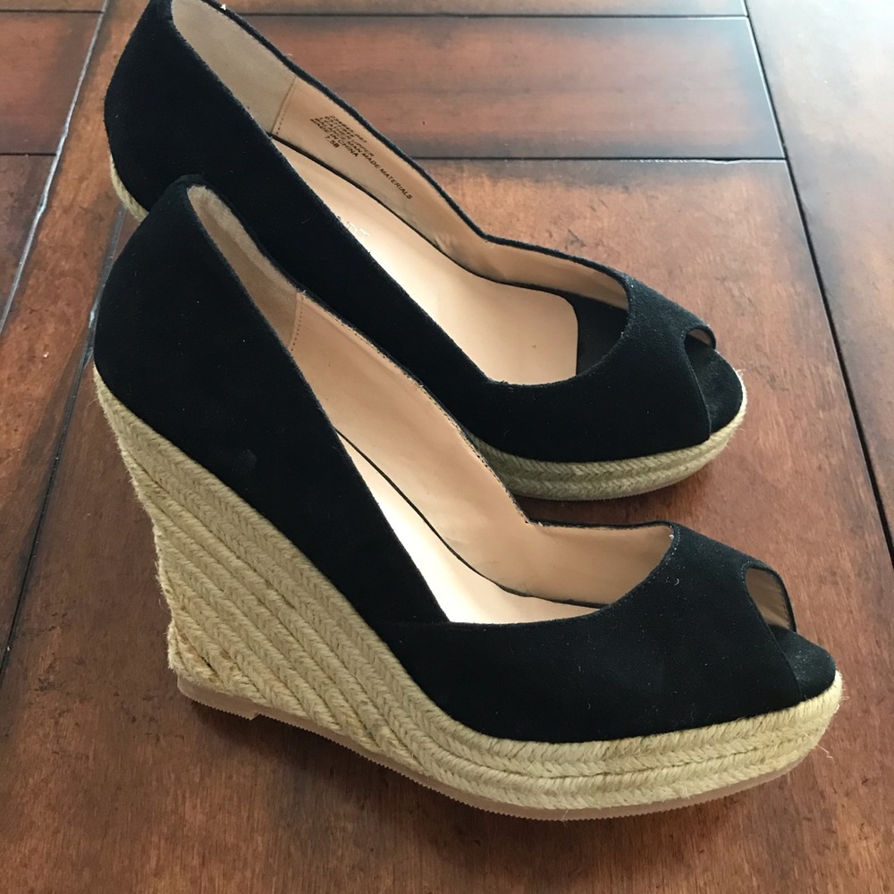 COLIN STUART  7.5 wedge espadrille peep toe heels